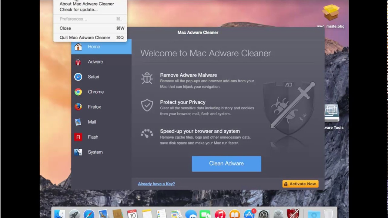 get rid of advanced mac cleaner pop up